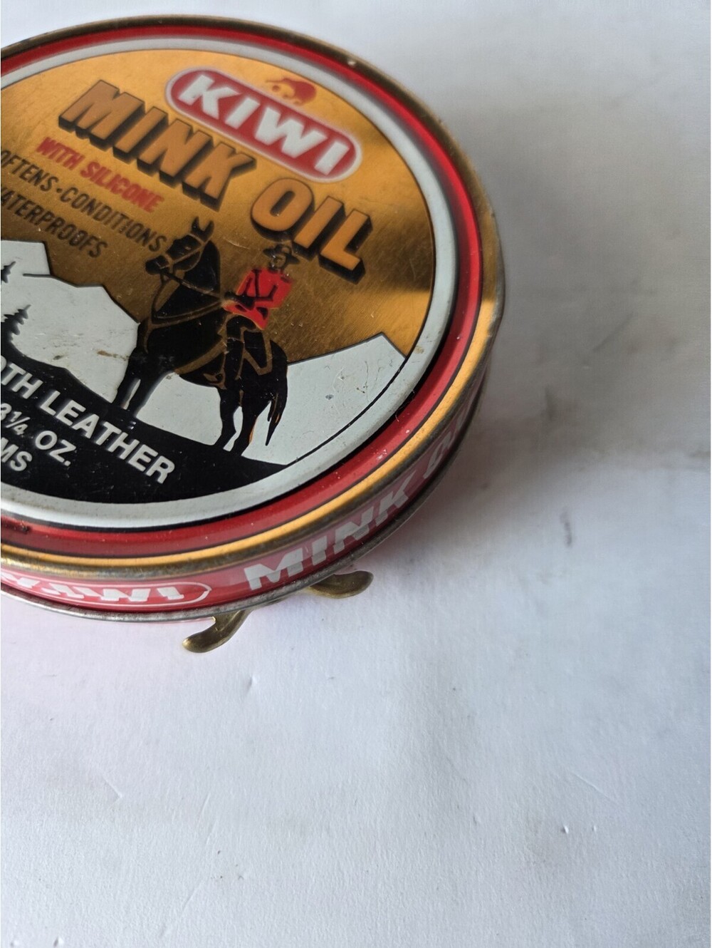 Vintage Kiwi Mink Oil Tin About 1/2 Full A6